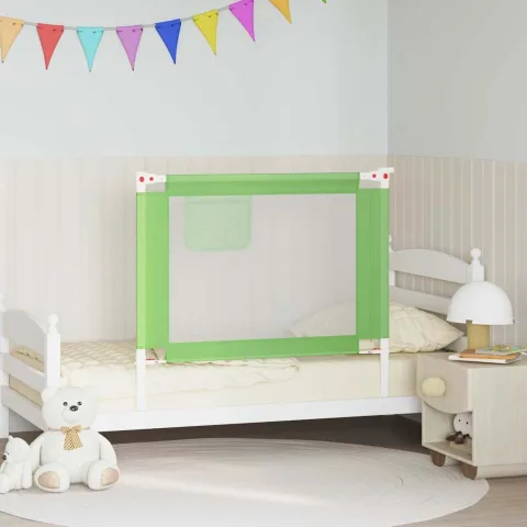 vidaXL Balustradă de protecție pat copii, verde, 100x25 cm, textil