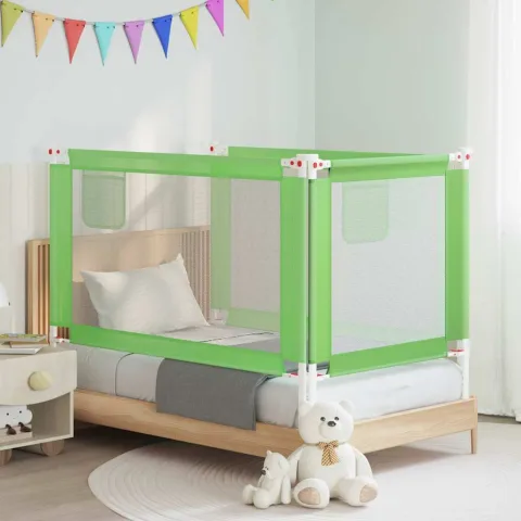 vidaXL Balustradă de protecție pat copii, verde, 140x25 cm, textil