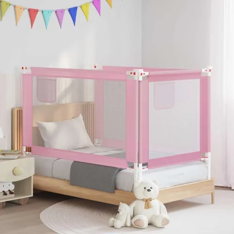 vidaXL Balustradă de protecție pat copii, roz, 140x25 cm, textil