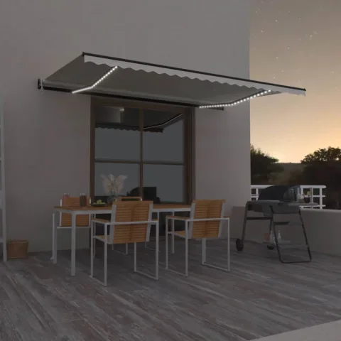 vidaXL Copertină automată cu senzor vânt & LED, crem, 500x350 cm