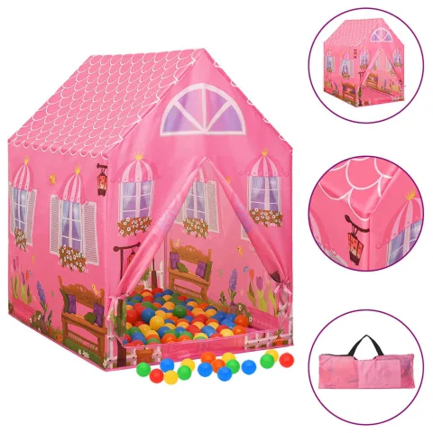 vidaXL Cort de joacă pentru copii cu 250 bile, roz, 69x94x104 cm