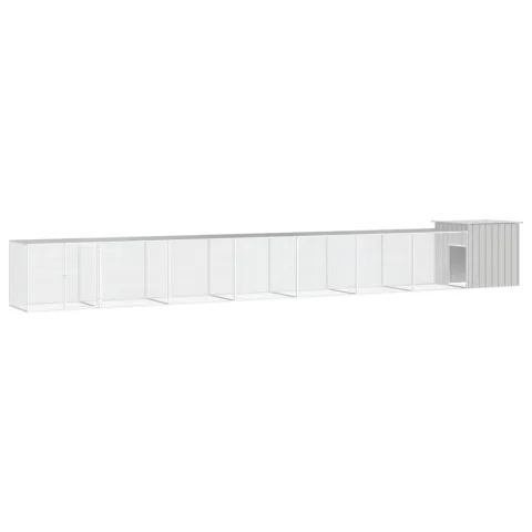 vidaXL Coteț pentru păsări, gri, 700x91x100 cm, oțel galvanizat