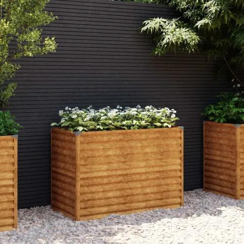 vidaXL Pat de grădină înălțat 100x50x69 cm, oțel corten