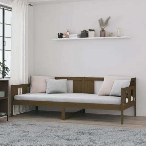 vidaXL Pat de zi, maro miere, 90x190 cm, lemn masiv de pin