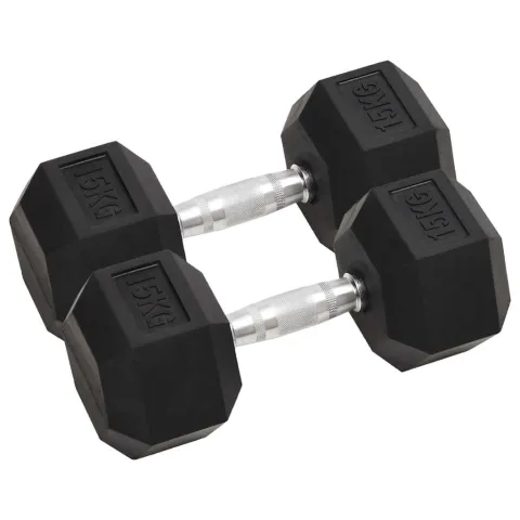 vidaXL Gantere, 2 buc., 15 kg, total fontă