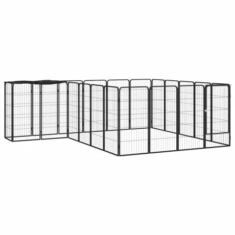 vidaXL Țarc câini 22 panouri negru 50x100 cm oțel vopsit electrostatic