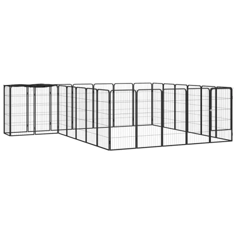 vidaXL Țarc câini 26 panouri negru 50x100 cm oțel vopsit electrostatic