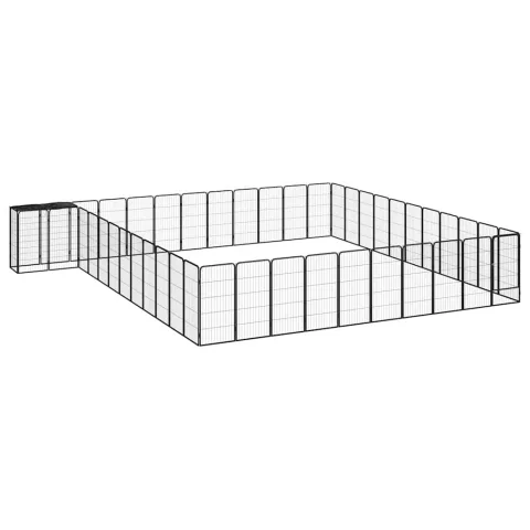 vidaXL Țarc câini 46 panouri negru 50x100 cm oțel vopsit electrostatic