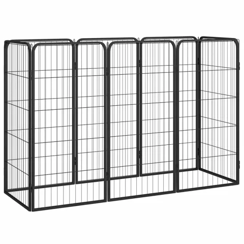 vidaXL Țarc câini 8 panouri, negru 50x100 cm oțel vopsit electrostatic