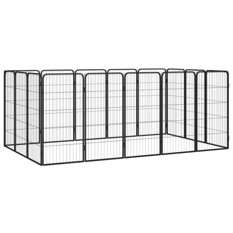 vidaXL Țarc câini 16 panouri negru 50x100 cm oțel vopsit electrostatic