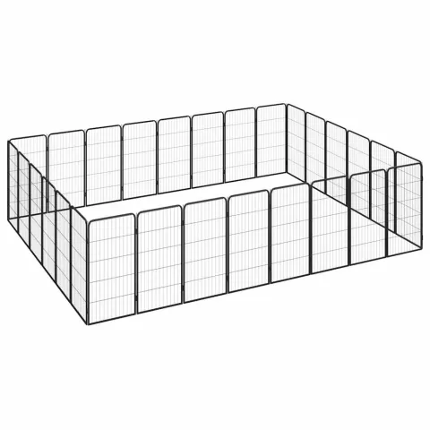 vidaXL Țarc câini 28 panouri negru 50x100 cm oțel vopsit electrostatic