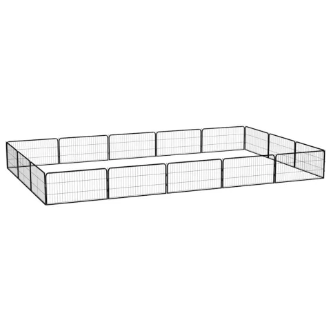vidaXL Țarc câini 16 panouri negru 100x50 cm oțel vopsit electrostatic