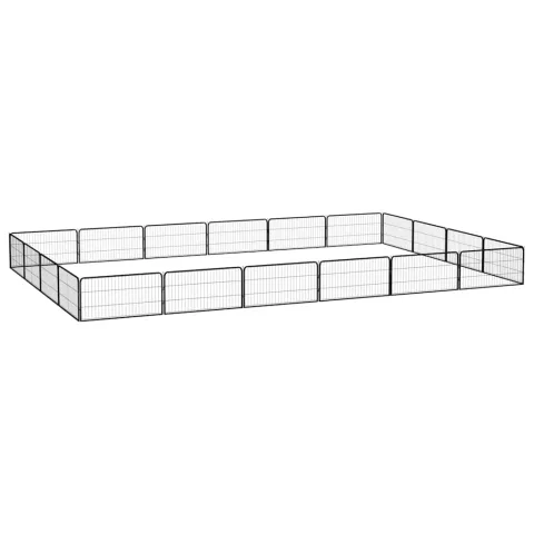 vidaXL Țarc câini 20 panouri negru 100x50 cm oțel vopsit electrostatic