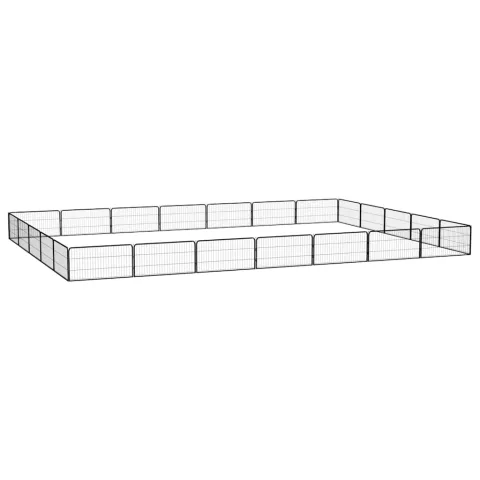 vidaXL Țarc câini 24 panouri negru 100x50 cm oțel vopsit electrostatic