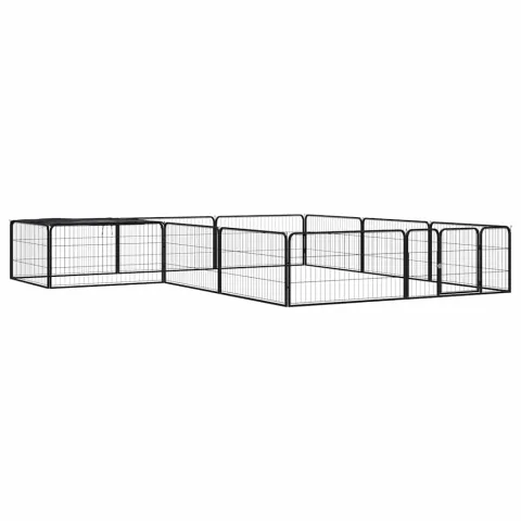 vidaXL Țarc câini 12 panouri negru 100x50 cm oțel vopsit electrostatic