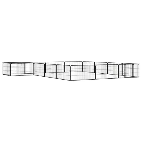 vidaXL Țarc câini 16 panouri negru 100x50 cm oțel vopsit electrostatic