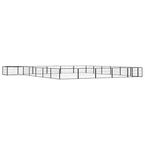 vidaXL Țarc câini 24 panouri negru 100x50 cm oțel vopsit electrostatic