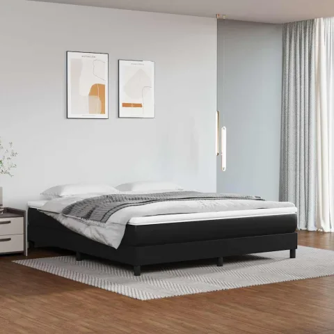 vidaXL Saltea cu arcuri buzunar, fermitate medie, negru, 152x203x20 cm, piele eco. queen