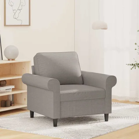 vidaXL Fotoliu canapea, gri deschis, 60 cm, material textil