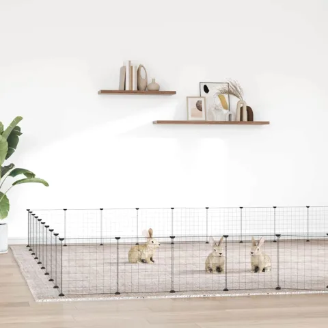 vidaXL Cușcă animale de companie cu ușă 36 panouri negru 315x315x35 cm oțel