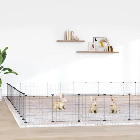 vidaXL Cușcă animale de companie cu ușă 60 panouri negru 525x525x35 cm oțel