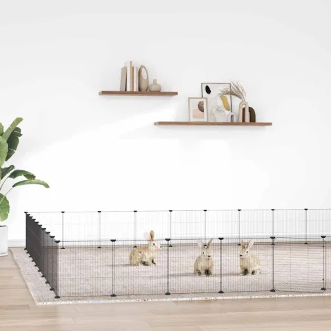vidaXL Cușcă animale de companie cu ușă 36 panouri negru 315x315x35 cm oțel
