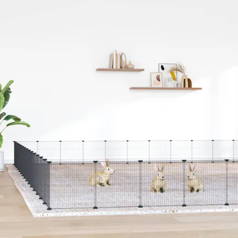 vidaXL Cușcă animale de companie cu ușă 60 panouri negru 525x525x35 cm oțel