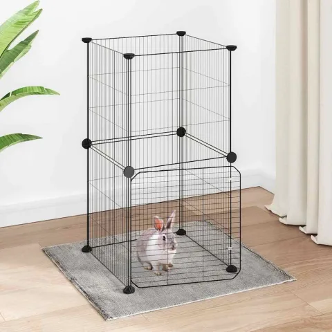 vidaXL Cușcă animale de companie cu ușă, 8 panouri, negru 35x35x70cm oțel
