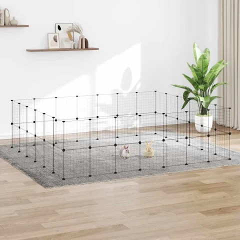 vidaXL Cușcă animale de companie cu ușă 52 panouri negru 35x35 cm oțel
