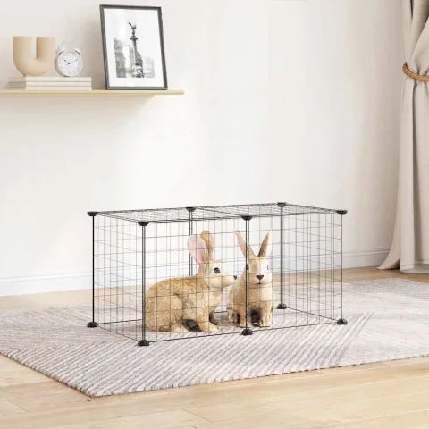 vidaXL Cușcă animale de companie, 8 panouri, negru, 70x35x35 cm, oțel