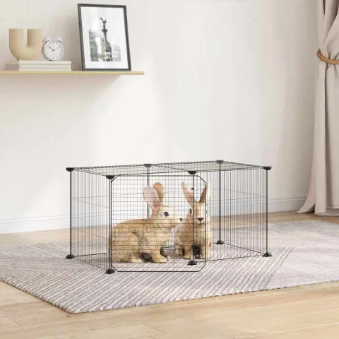 vidaXL Cușcă animale de companie cu ușă, 8 panouri, negru 70x35x35cm oțel
