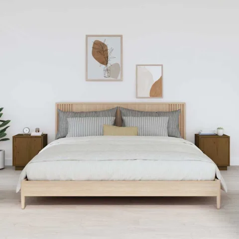 vidaXL Noptiere, 2 buc., maro miere, 40x34x45 cm, lemn masiv de pin