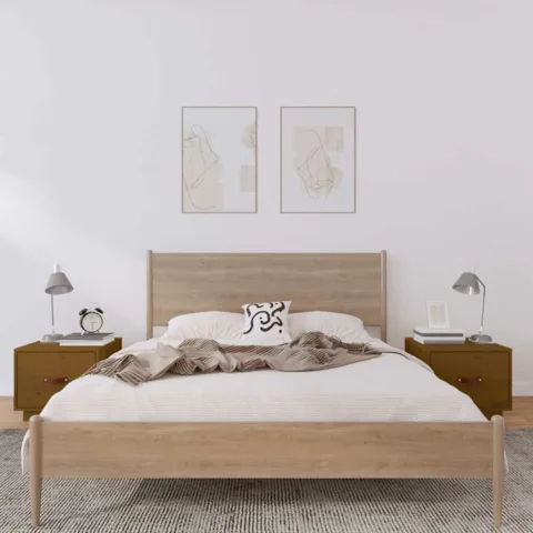 vidaXL Noptiere, 2 buc, maro miere, 40x34x35 cm, lemn masiv de pin
