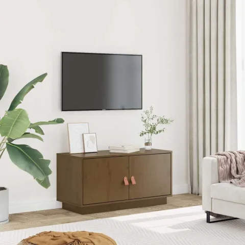 vidaXL Comodă TV, maro miere, 80x34x40 cm, lemn masiv de pin
