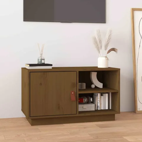 vidaXL Comodă TV, maro miere, 70x34x40 cm, lemn masiv de pin