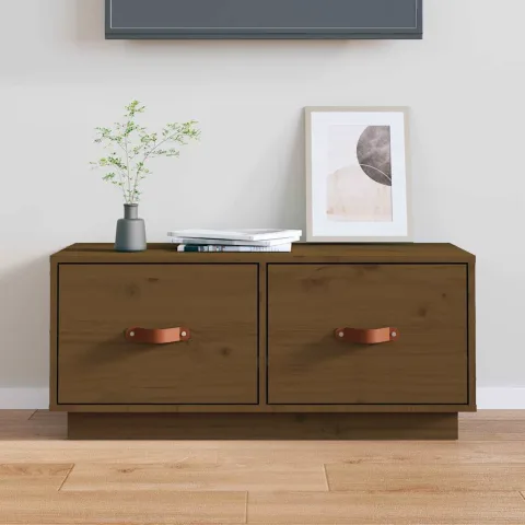 vidaXL Comodă TV, maro miere, 80x34x35 cm, lemn masiv de pin