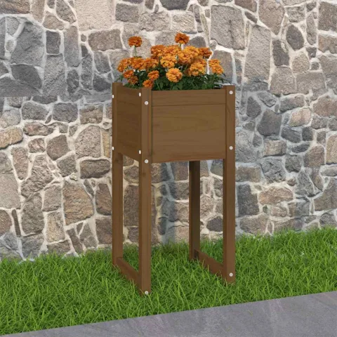 vidaXL Jardinieră, maro miere, 40x40x81 cm, lemn masiv de pin