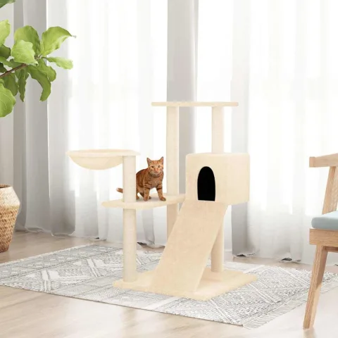 vidaXL Ansamblu de pisici cu stâlpi din funie de sisal, crem, 82 cm