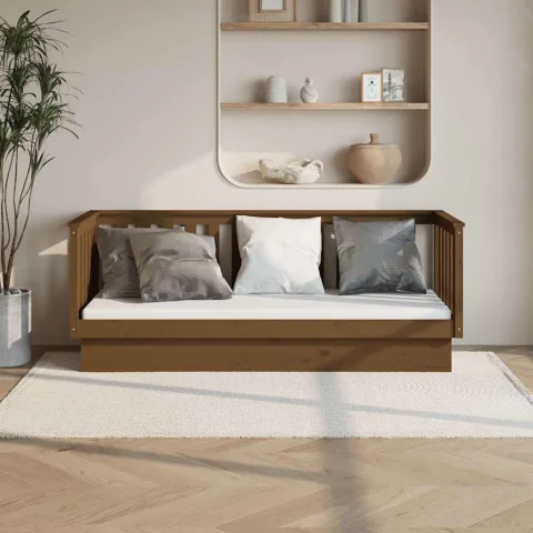 vidaXL Pat de zi, maro miere, 75x190 cm, lemn masiv de pin