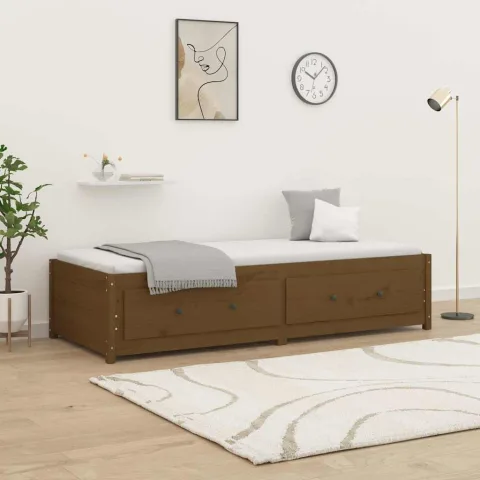 vidaXL Pat de zi, maro miere, 90x200 cm, lemn masiv de pin