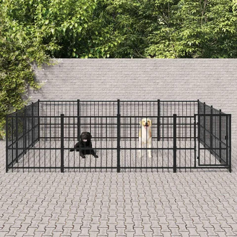 vidaXL Padoc pentru câini de exterior, 15,05 m², oțel