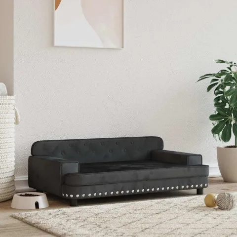 vidaXL Pat de câini, negru, 90x53x30 cm, catifea