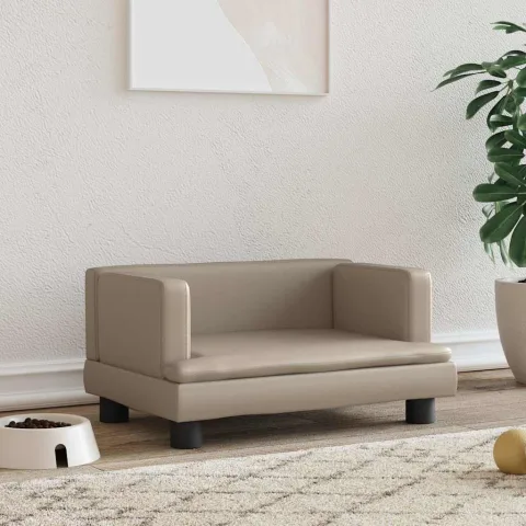 vidaXL Pat de câini, cappuccino, 60x40x30 cm, piele ecologică