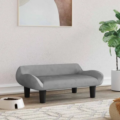 vidaXL Pat de câini, gri deschis, 70x40x24 cm, catifea