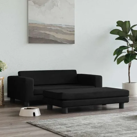 vidaXL Pat pentru câini cu extensie, negru, 100x50x30 cm, catifea