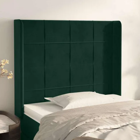 vidaXL Tăblie pat cu aripioare verde închis 103x16x118/128 cm catifea