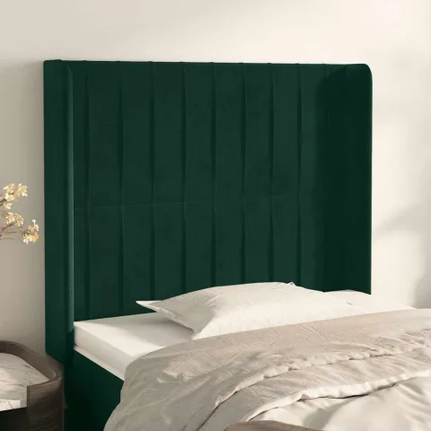 vidaXL Tăblie pat cu aripioare verde închis 103x16x118/128 cm catifea