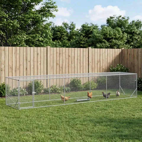 vidaXL Cort pentru Găini Argintiu 500 x 100 x 100 cm Oțel Galvanizat