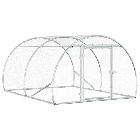 vidaXL Căsuță pentru pui Argintiu 200 x 150 x 100 cm Oțel Galvanizat