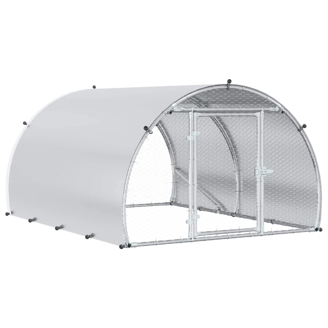 vidaXL Căsuță pentru pui Argintiu 200 x 150 x 100 cm Oțel Galvanizat